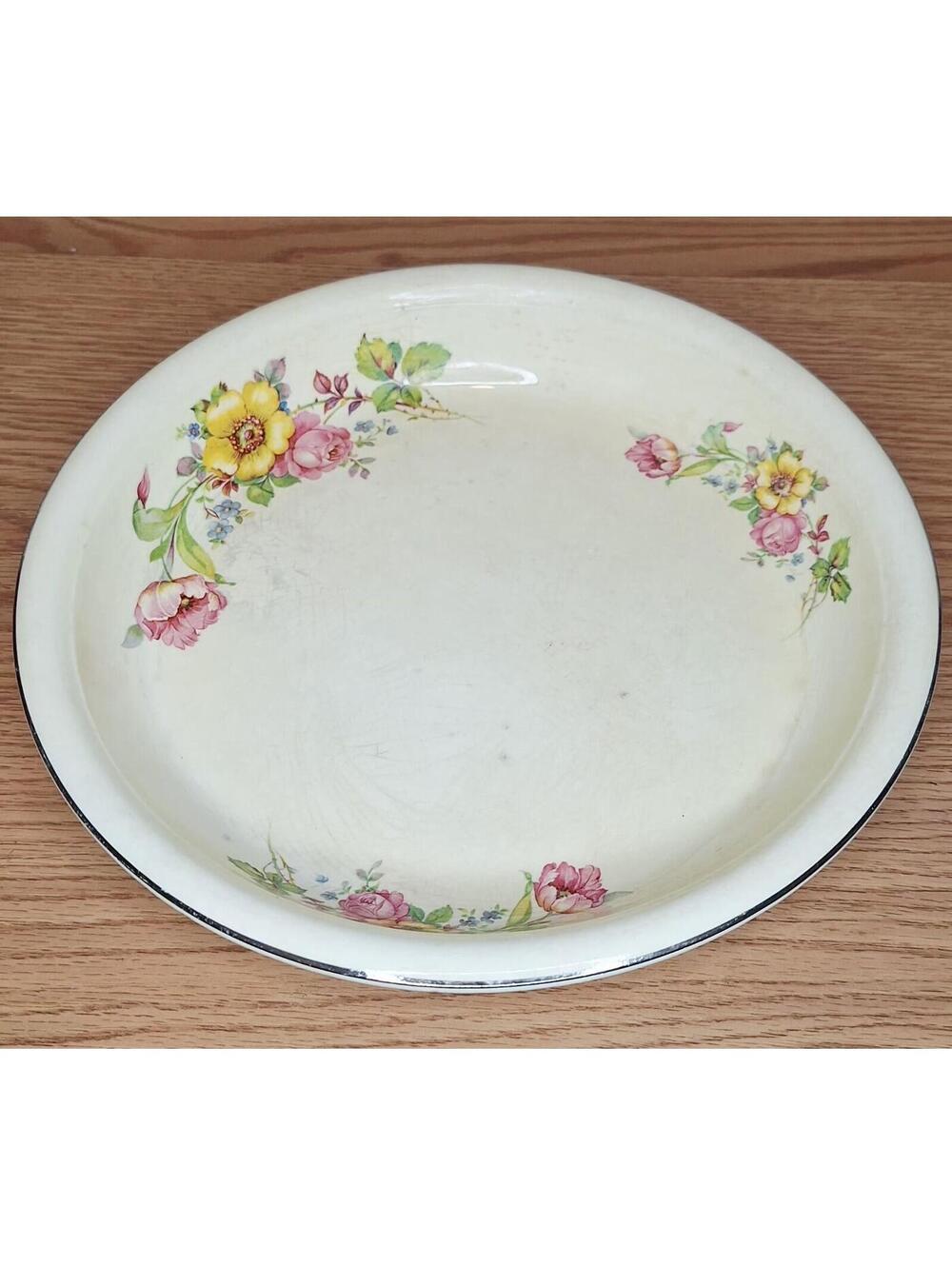 Homer Laughlin VTG "OvenServe" Pie Baker – Floral Pattern – Made in USA